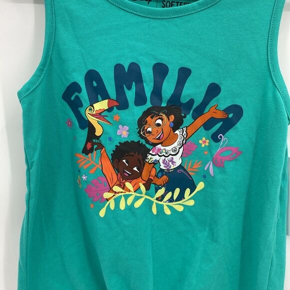 Disney Jumping Beans Encanto Familia Teal Tank Top Girls 6 New Tie Front - Picture 2 of 6